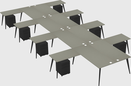 Shared l-shaped office desk system