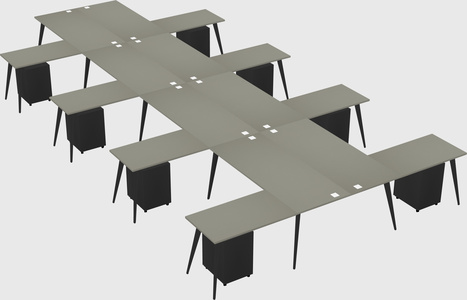 Shared l-shaped office desk system