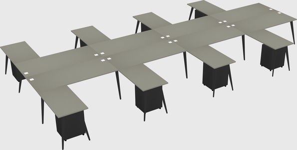 Shared l-shaped office desk system