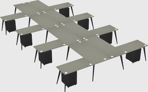 Shared l-shaped office desk system