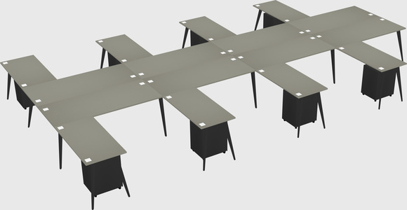 Shared l-shaped office desk system