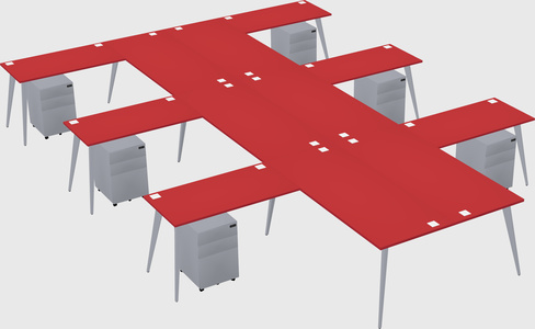 Shared l-shaped office desk system