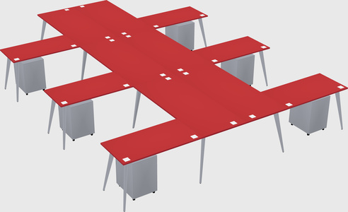 Shared l-shaped office desk system