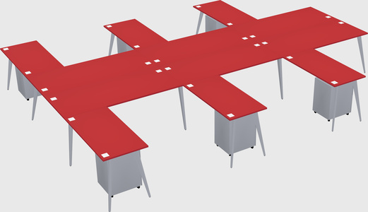 Shared l-shaped office desk system