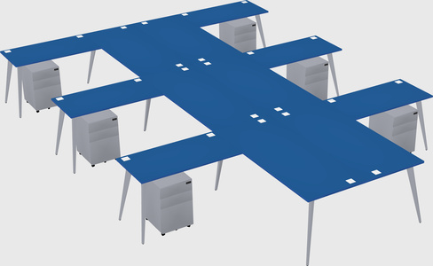 Shared l-shaped office desk system