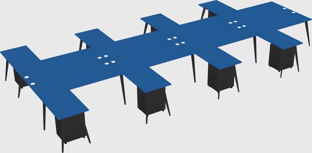Shared l-shaped office desk system