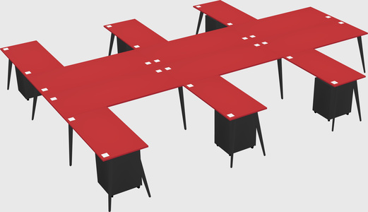 Shared l-shaped office desk system