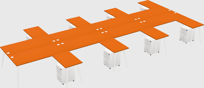 Shared L-shaped Office Desk System