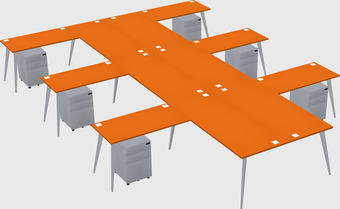 Shared l-shaped office desk system