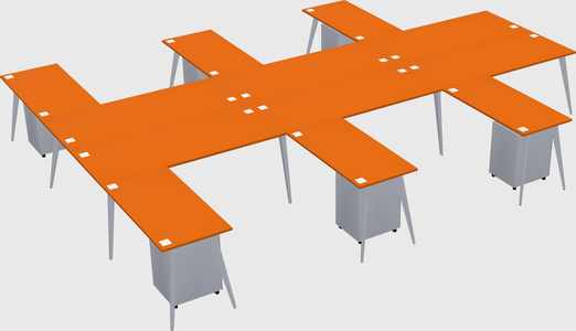 Shared l-shaped office desk system