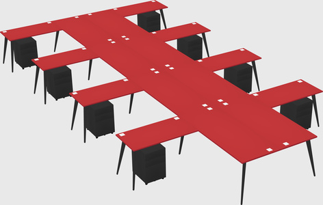 Shared l-shaped office desk system