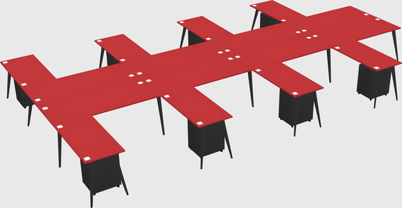 Shared l-shaped office desk system