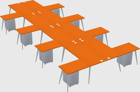 Shared l-shaped office desk system