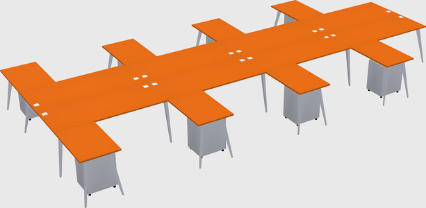 Shared l-shaped office desk system