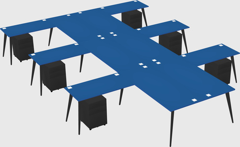 Shared l-shaped office desk system