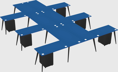 Shared l-shaped office desk system