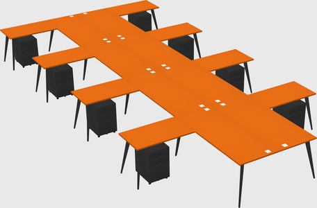 Shared l-shaped office desk system