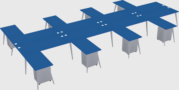 Shared l-shaped office desk system