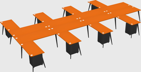 Shared l-shaped office desk system
