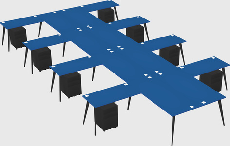 Shared l-shaped office desk system