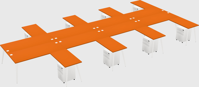 Shared l-shaped office desk system