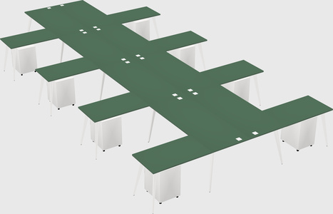 Shared l-shaped office desk system