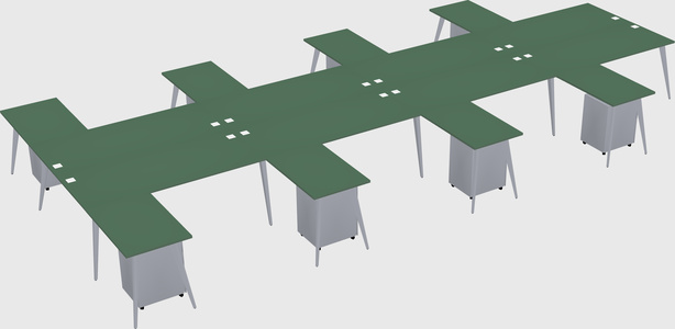 Shared l-shaped office desk system