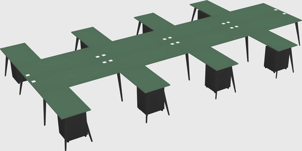 Shared l-shaped office desk system