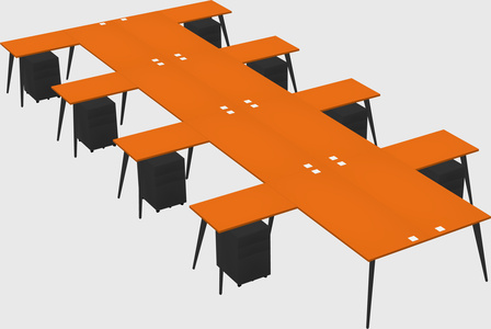 Shared l-shaped office desk system