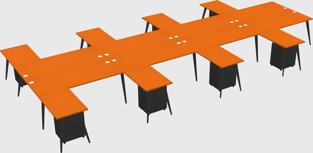 Shared l-shaped office desk system