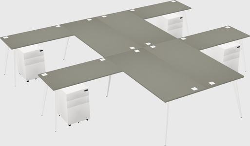 Shared l-shaped office desk system