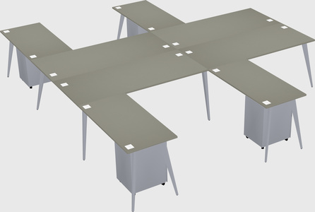 Shared l-shaped office desk system