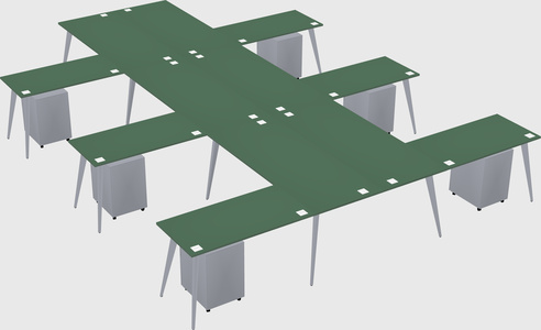 Shared l-shaped office desk system