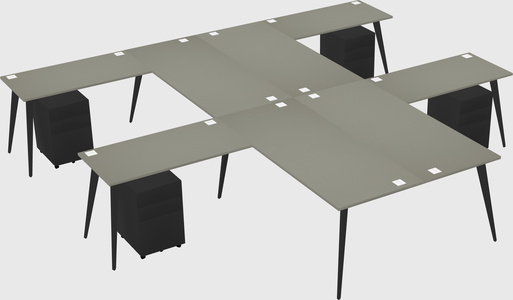 Shared l-shaped office desk system