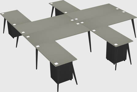 Shared l-shaped office desk system