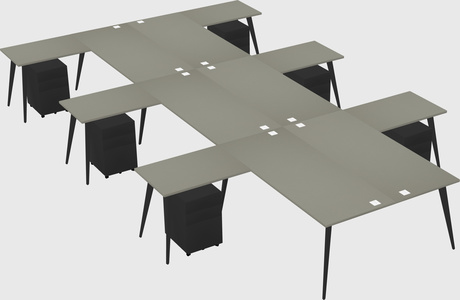 Shared l-shaped office desk system