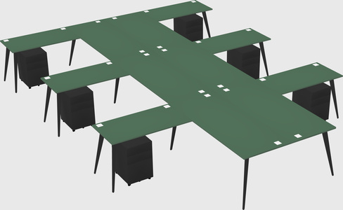 Shared l-shaped office desk system