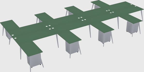 Shared l-shaped office desk system