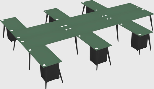 Shared l-shaped office desk system