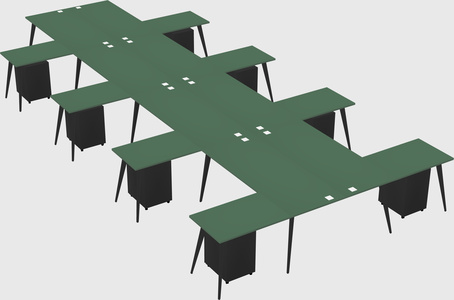 Shared l-shaped office desk system