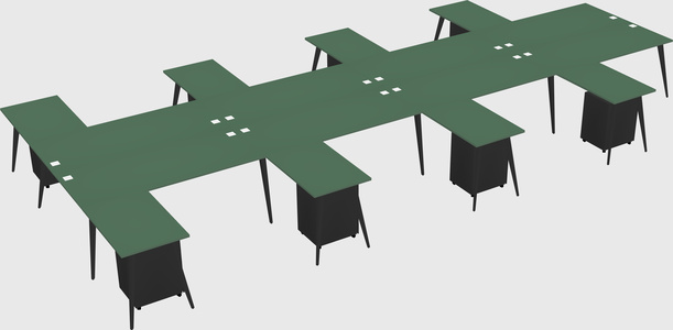 Shared l-shaped office desk system