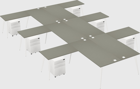 Shared l-shaped office desk system