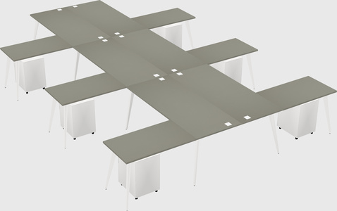 Shared l-shaped office desk system