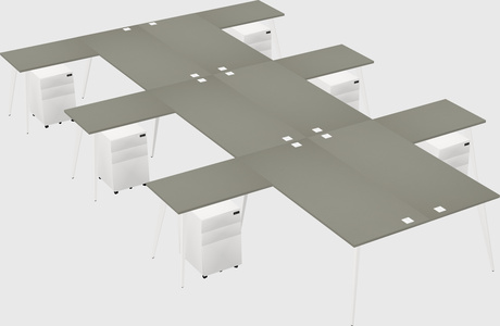 Shared l-shaped office desk system