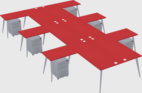 Shared l-shaped office desk system