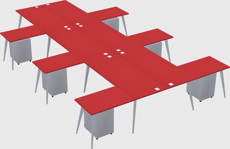 Shared l-shaped office desk system