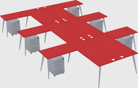 Shared l-shaped office desk system