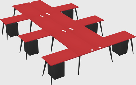 Shared l-shaped office desk system