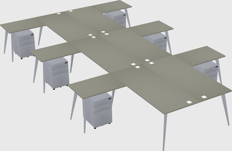 Shared l-shaped office desk system