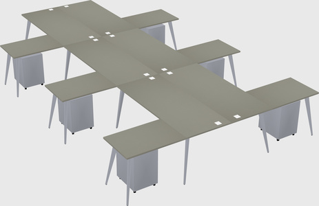 Shared l-shaped office desk system